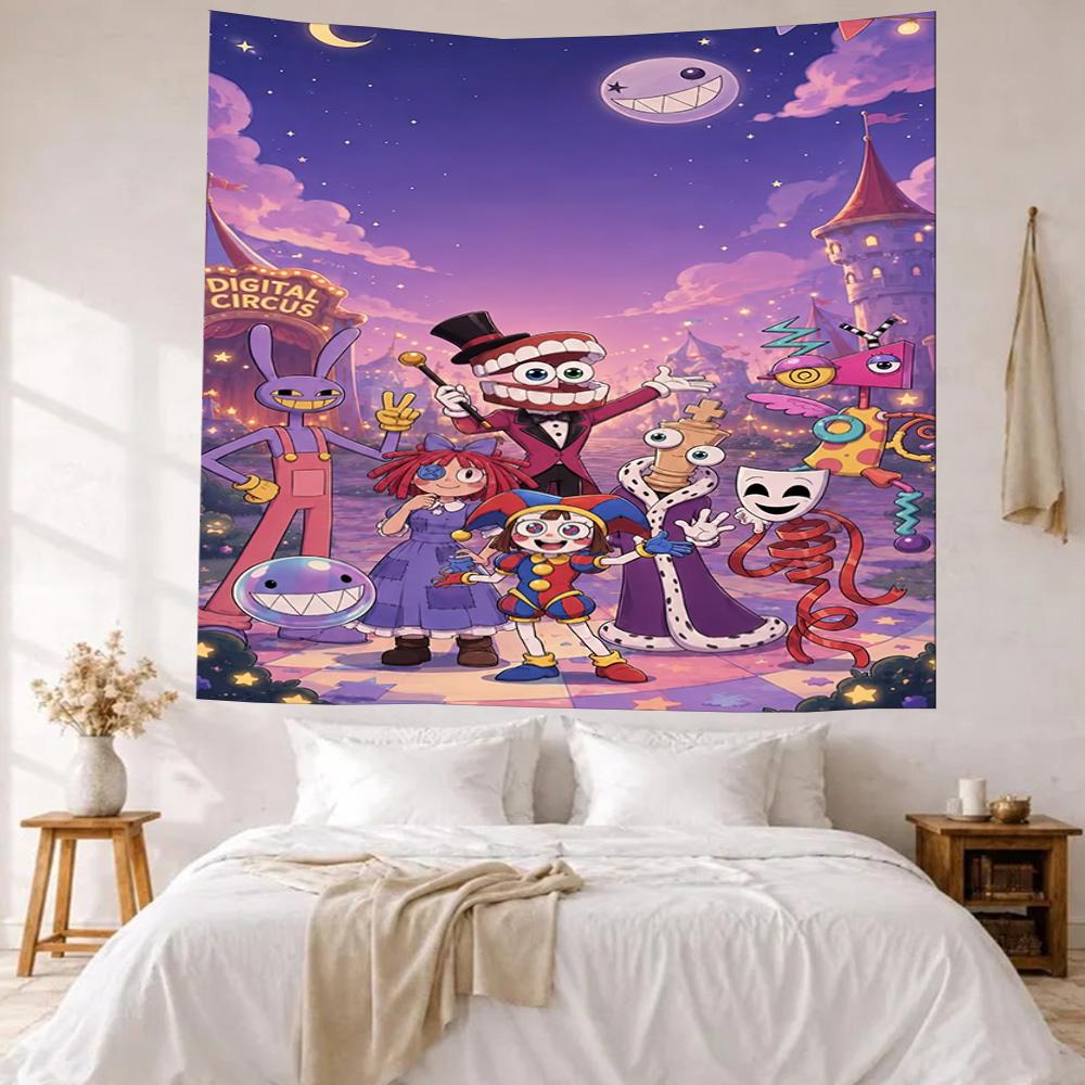 Digital Circus Wall Decor Tapestry Art For Pet Memorial Birthdaywedding Party Backdrop Family Gift