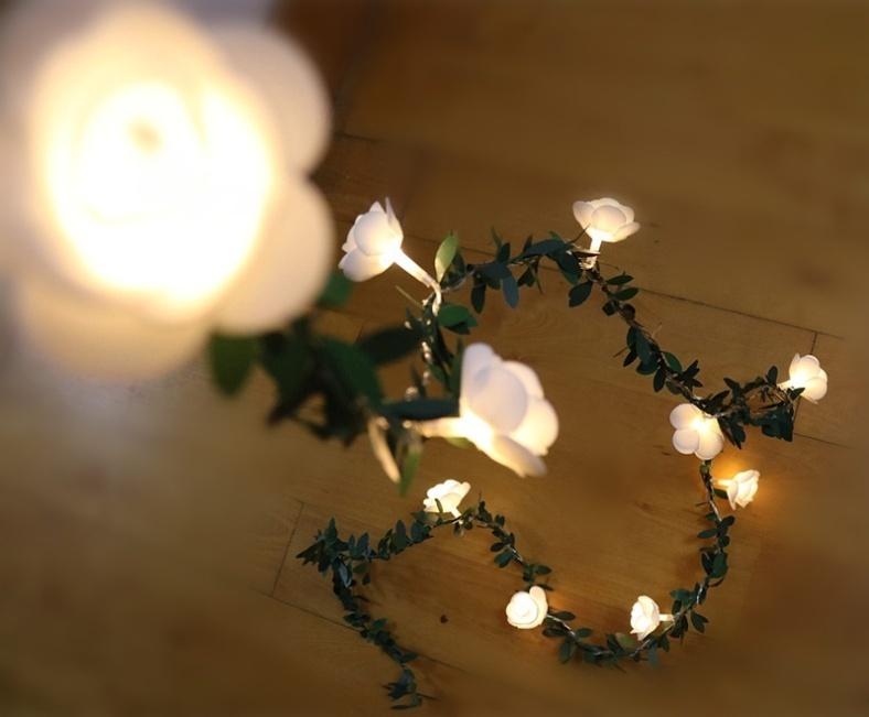 10/20/40 LED Simulation Cane Rose Flower String Lights Fairy Lights Home Party Decoration