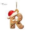 Christmas Tree Gingerbread Letter Ornaments 2D Flat Acrylic Ornaments, Pendant with Santa Claus, Personalized Alphabet Keepsake for Friends