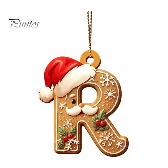 Christmas Tree Gingerbread Letter Ornaments 2D Flat Acrylic Ornaments, Pendant with Santa Claus, Personalized Alphabet Keepsake for Friends