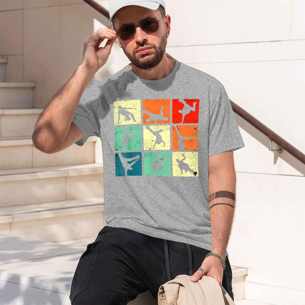 Funny Break Dancing B Poses Retro Vintage Hip Hop T Shirts Unisex Streetwear Tee Shirt Short Sleeve Unisex Loose Clothing New