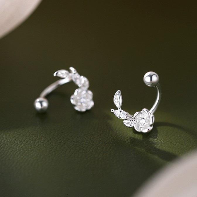 2025 Niche Design 925 Sterling Silver Needle Flower Stud Earrings - High-End Luxury Women's Accessories