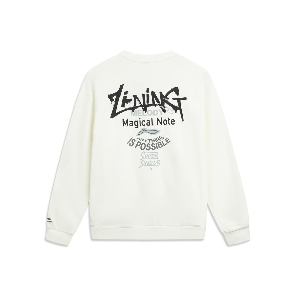 Li Ning Sports Lifestyle Series Antibacterial Anti-Static Loose Fit Crew Neck Sweatshirt Unisex Sweatshirt White AWDVC49-8