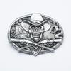 Western Cowboy Skull Black Large Zinc Alloy Retro Oval Belt Buckle