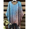 Damskie T-shirty Letnie Gradientowe Sequin Graficzne Topy Dekolt O-neck Damska Odzież Vintage Kwiatowy Nadruk Koszulki Luźne Oversize