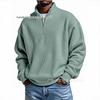 Men's European Style Waffle Knit High Collar Half-Zip Hoodie