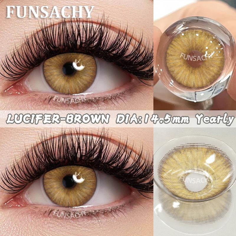 FUNSACHY 1 Pair Korean Lenses Colored Contact Lenses for Eyes Natural Round Black Brown Lens Beautiful Pupil Color Eye Contacts