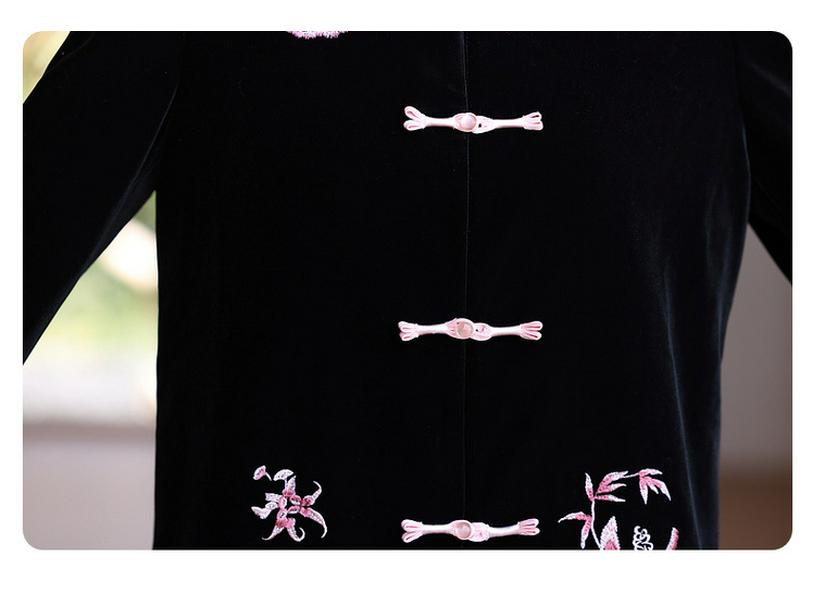 2025 Spring/Autumn Classic Chinese Style Velvet Two-Piece Set for Middle-Aged Women