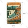 Retro Happy Camper Dekoracyjny Talerz Przygoda na Zewnątrz Metalowy Znak Blaszany Symbol Dzikiej Przyrody Ornament Plakat Dekoracja Domowego Baru Klubu Tablica