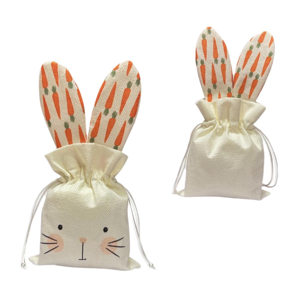 

Easter Bunny Treat Bag Linen Drawstring Bags for Easter Spring Party Storage Bag Linen Present Bags Snack Candy Gift Bags