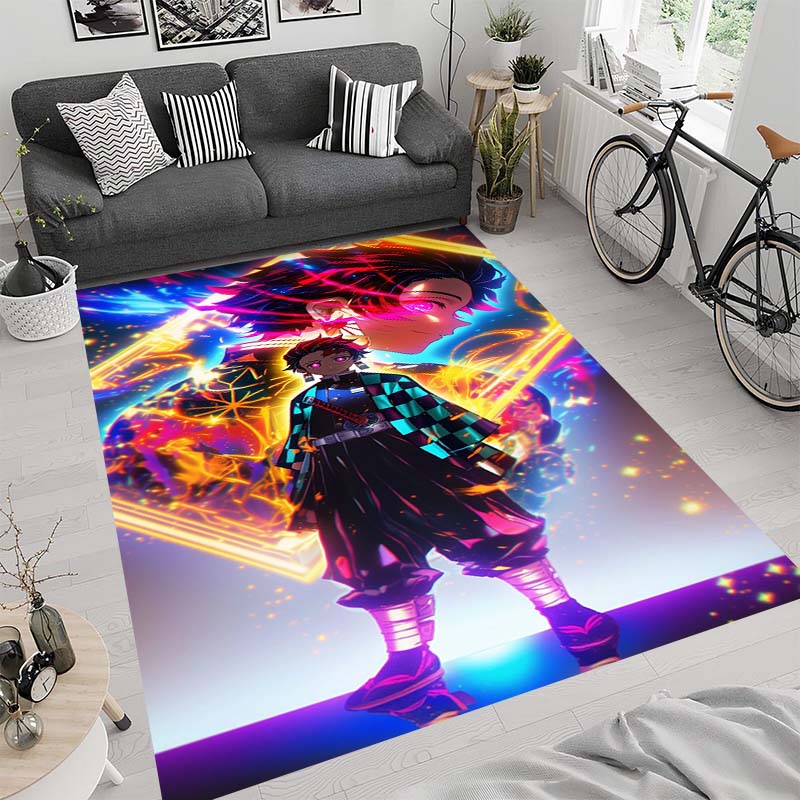 Anime-themed Kamado Nezuko Kimetsu No Yaiba Rug, Suitable for Playrooms, Bedrooms, Living Rooms, Sofas, and Other Home Décor;