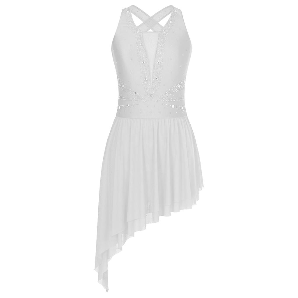 Dance Outfit Hularka Women's Lyrcal Dance Costume Color Block One Shoulder Keyhole M 1141331