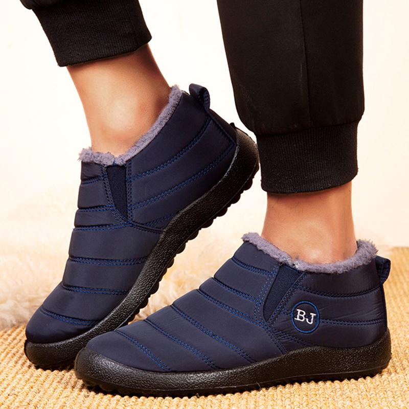 Snow Boots Woman Keep Warm Shoes Woman Slip On Ladies Shoes Flat Ankle Boots Waterproof Couple Soft Botas Mujer Winter Boots