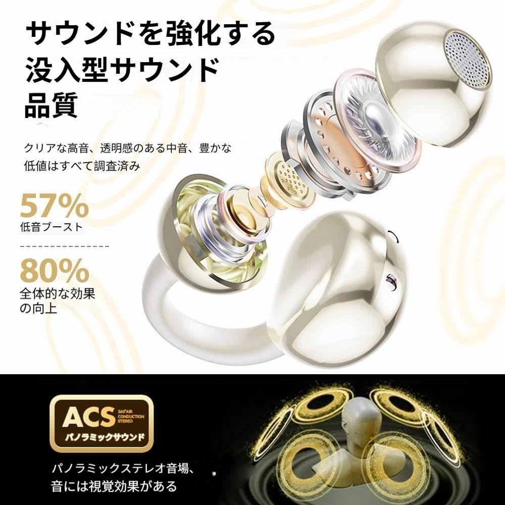 New Ear Clip Wireless Open Bluetooth Sound Low HD 50 Hours of IPX5 Lightweight Comfortable Automatic with Compatible with for and Work [2025 Model]