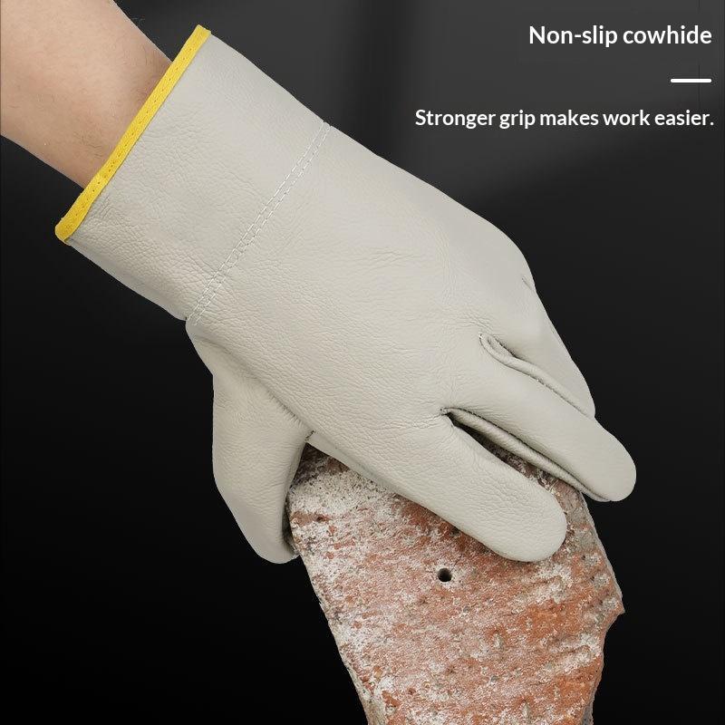 Welding Gloves Top Grain Genuine Cowhide 1 Pair Soft Comfortable Wear Resistant for Gardening Yard Pruning Work