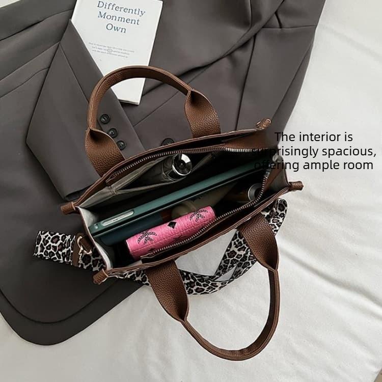 Leopard print woven portable small square bag women's messenger bag