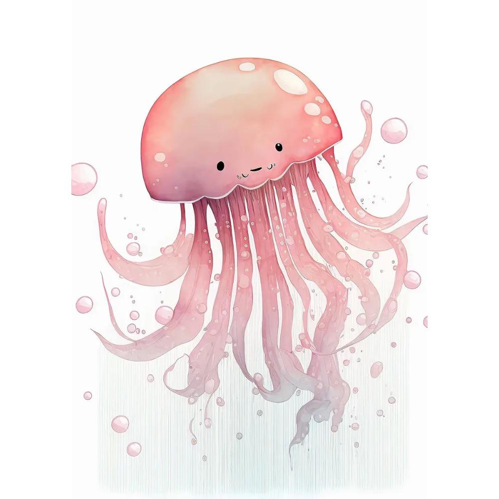 Cute Ocean Animals Watercolor Poster Minimalism Beach Octopus Whale Prints Canvas Painting Wall Art Picture Home Kids Room Decor