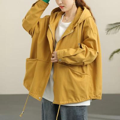 Women Length Windbreaker Women's Medium To Long Windbreaker, Oversized Irregular Loose Hooded Windproof Versatile Casual