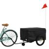 VidaXL Remorque de Vélo, Chariot de Transport avec Barre d'Attelage, Remorque de Bicyclette avec Drapeau pour Bagage, Noir 94115