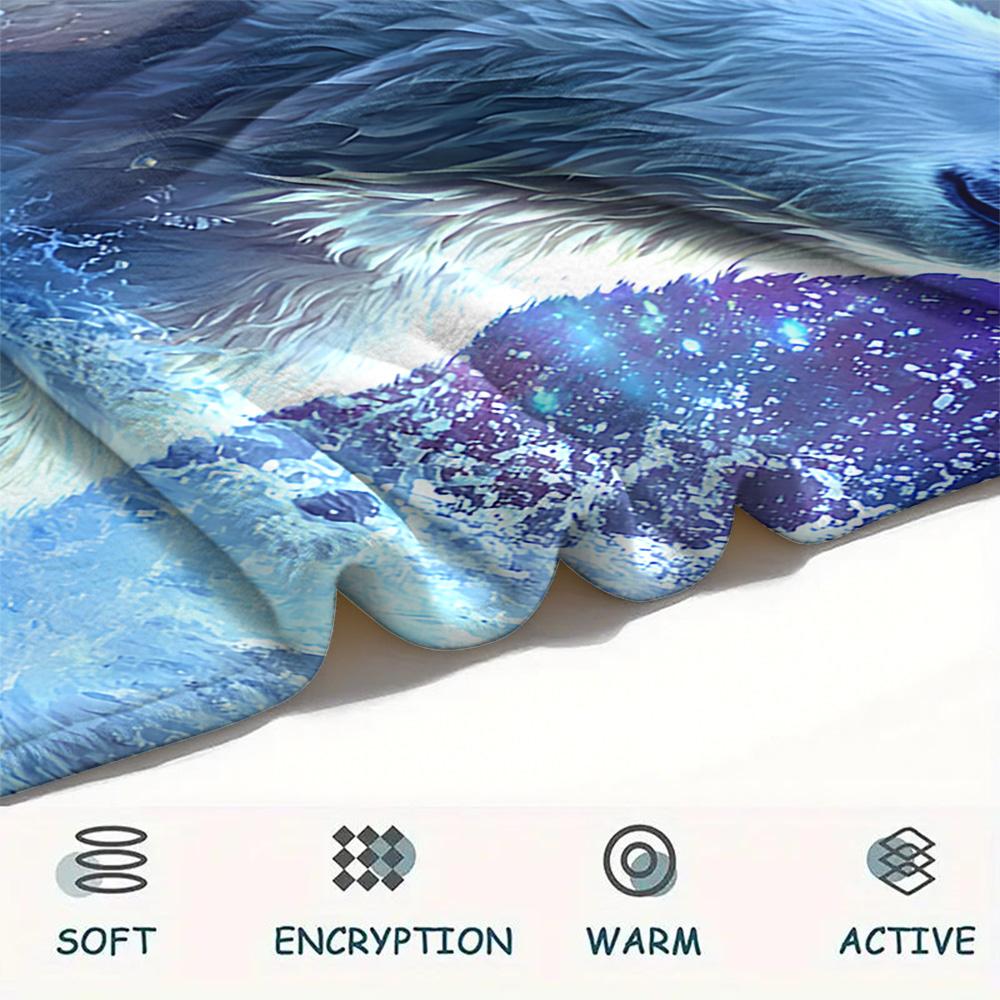 Polar Bear Print Flannel Blanket, High quality Comfortable for All Seasons, Home Decor, Warmth and Comfort, Perfect for Christmas Gifts