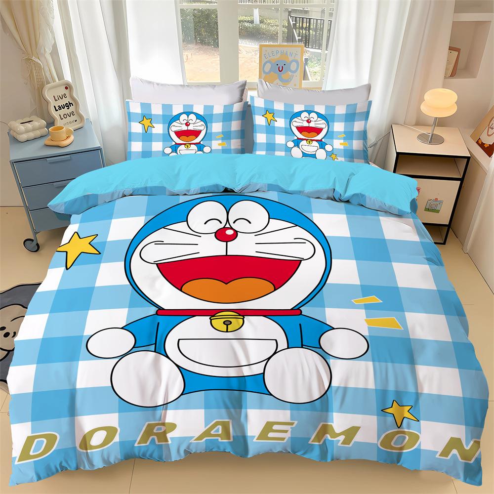 Japanese Anime Dora-emon Quilt Duvet Pillowcase 3D Printed D-Doraemon Bedding Set Duvet Cover for Children and Girls Boys Teen