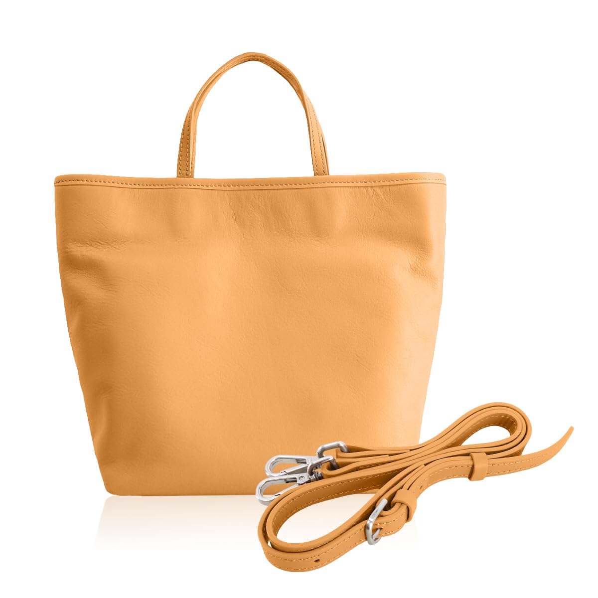 

Genuine leather tote mini with genuine Italian cow leather [LONGBEN] 2-way bag, handbag, size, partitions, (Camel) верблюд