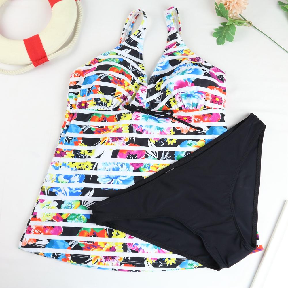 2026 Ny Baddräkt Dam Tankini Set Stor Storlek Tvådelad Vintage Sport Vadderad Hög Midja Badkläder Push Up Baddräkt Bikini 5XL