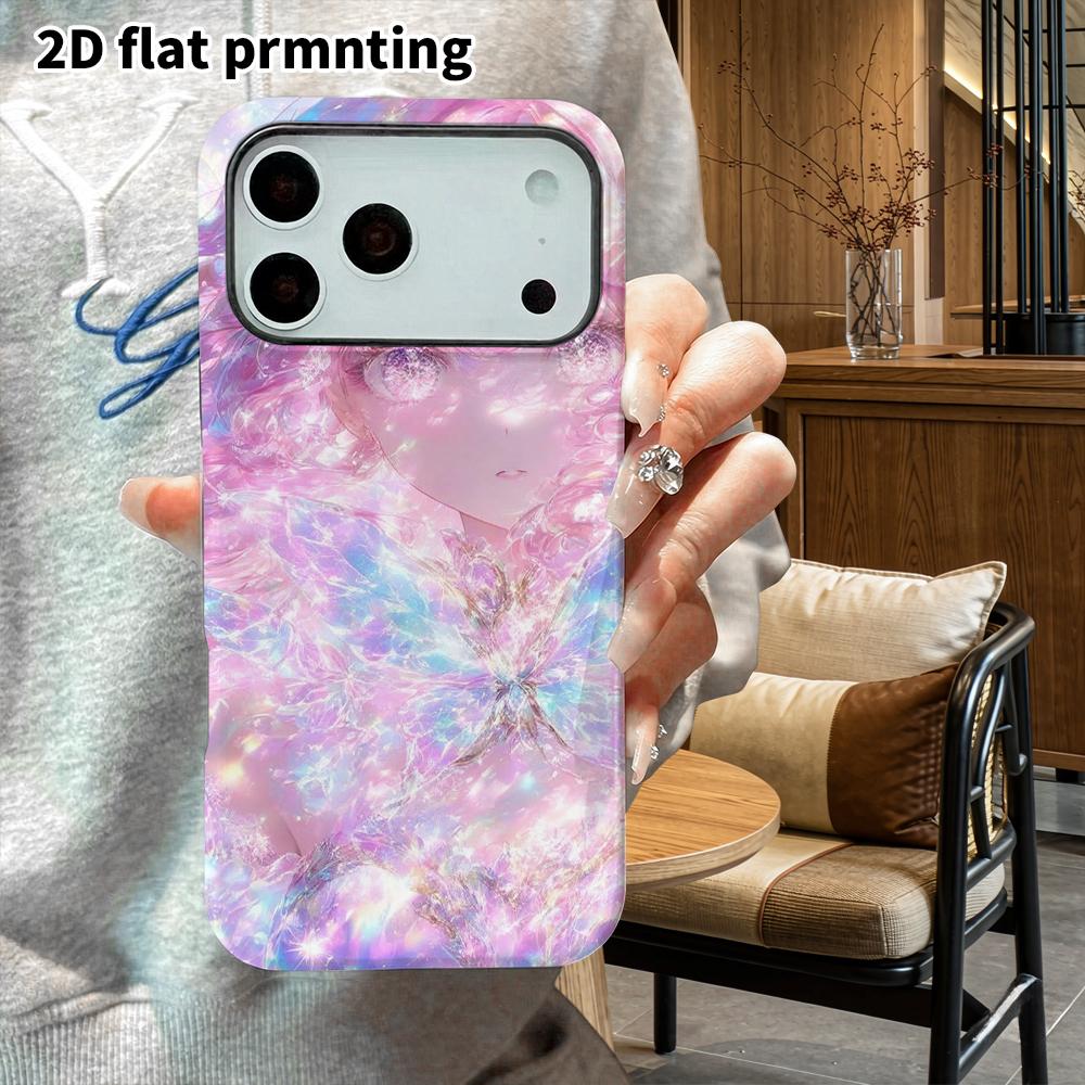 Phone Case: 2D Flat Design Suitable for iPhone 18, 17, 16, 15, 14, 13 Pro Film Protective Case, Couple Style, Butterfly Girl, Christmas and Halloween