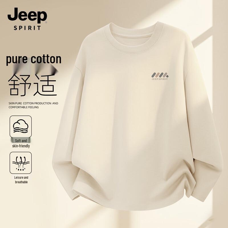 

JEEP SPIRIT Men s Loose Fit Cotton Long Sleeve T-Shirt XL