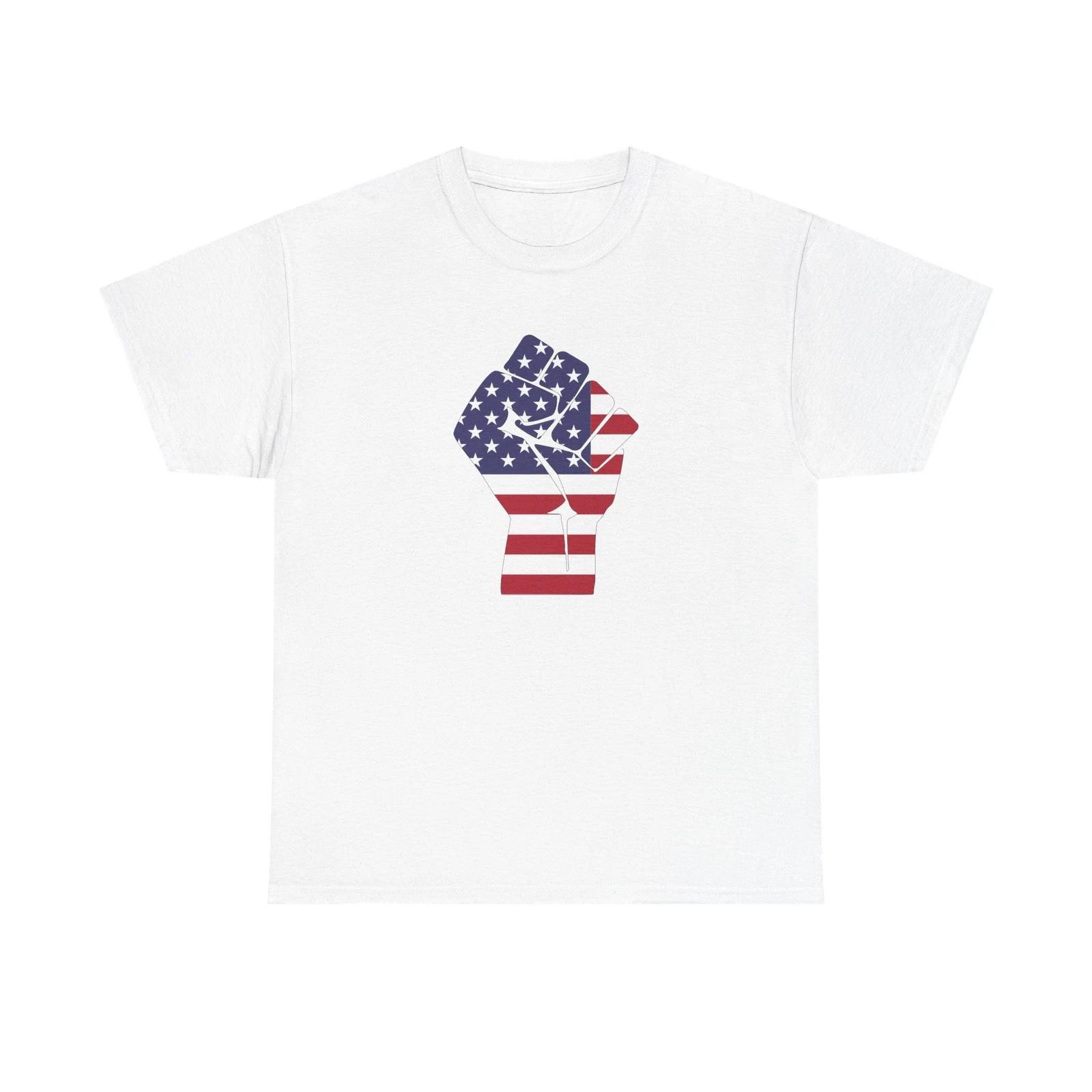 Patriotic Fist Unisex Heavy Cotton Tee - EmpowermenT-Shirt, USA America Memorial S