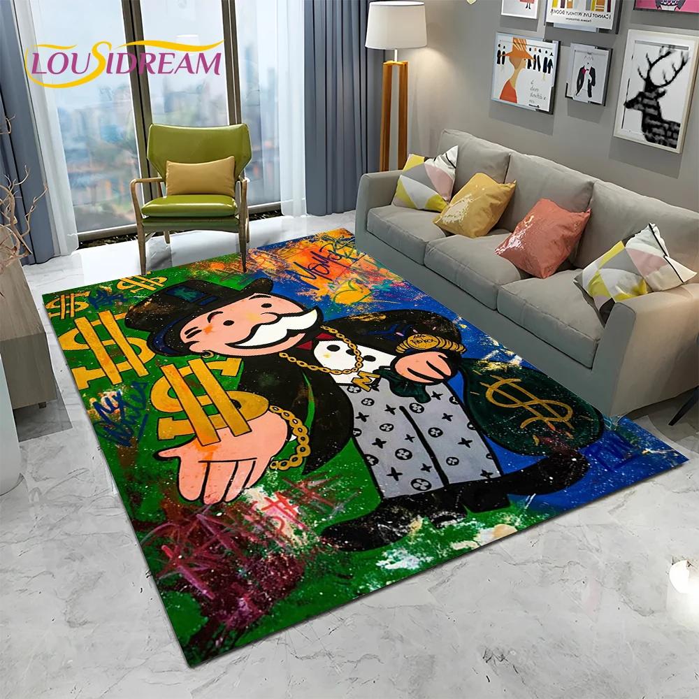 Retro Games Dollar Monopoly Cartoon Carpet Rug for Home Living Room Bedroom Sofa Doormat Decor,kids Area Rug Non-slip Floor Mat