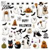 Home Decor Window Sticker 6 Sheets Halloween Clings, Spooky Ghost Pumpkin Bat Clear Pattern Decal Sticker, Reusable Static Glass Decals for
