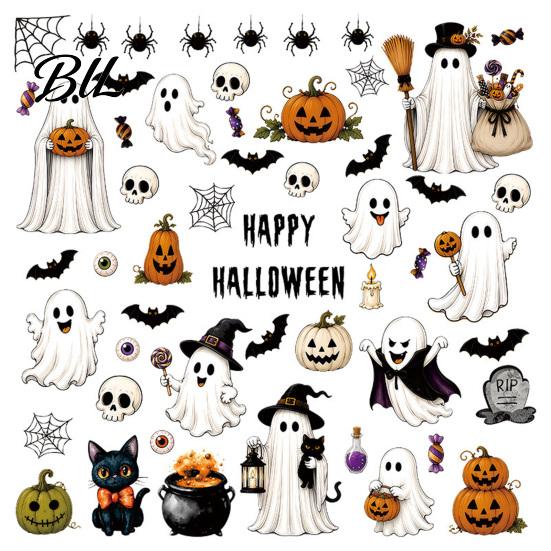 Home Decor Window Sticker 6 Sheets Halloween Clings, Spooky Ghost Pumpkin Bat Clear Pattern Decal Sticker, Reusable Static Glass Decals for