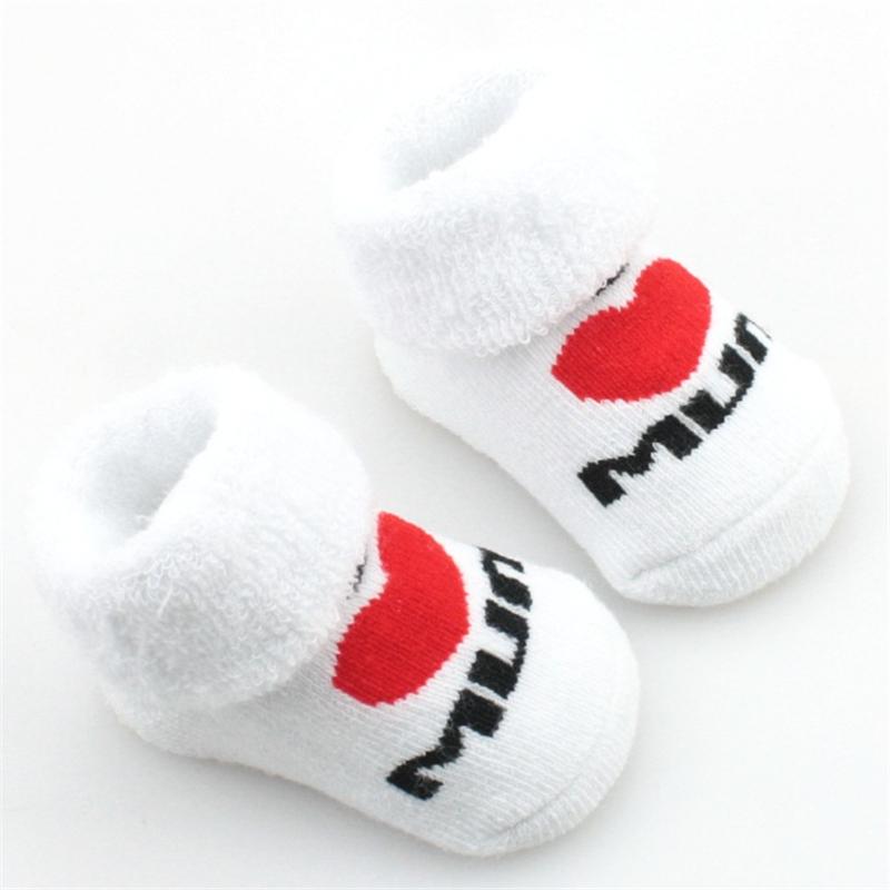 Babysockor Bomull Mini Söta Flickor Pojkar Älskar Pappa Älskar Mamma Nyfödda Barnsockor Småbarn Baby Golv Sängkläder Strumpor Baby Billiga Saker