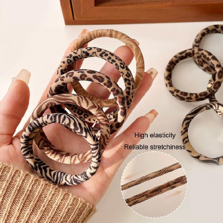 5PCS Fashion Leopard Hair Bands Stretch Fabric Hairband Hair Elastics Lightweight Hair Ties For Multiple Hairstyles