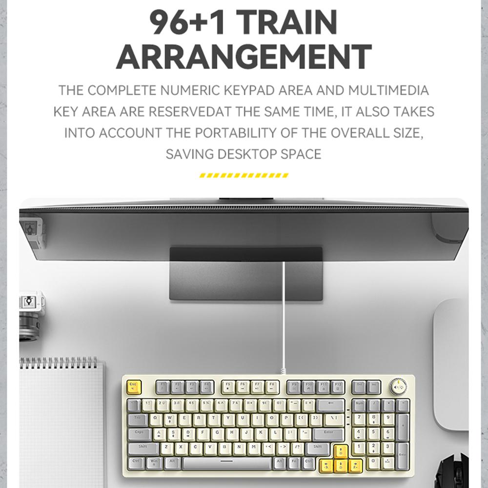 Tastatură mecanică TWOLF T50 96 + 1 taste Tastatură pentru jocuri cu fir ABS de înaltă calitate turnare dublă culoare
