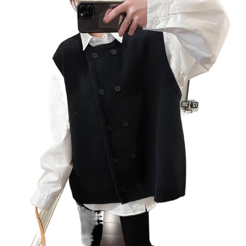 Dimensiune mare Dolofan Mm 100 kg Vestă tricotată fără mâneci Design de primăvară pentru femei Sense Versiune coreeană Trend tricotat în straturi largi