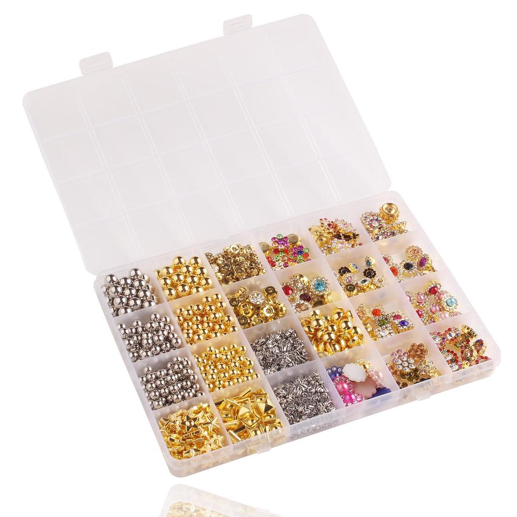 Hot-Selling Beading Machine Set: Multi-Color Plastic Base, Irregular Drill, Round Bead Claw, 24-Grid Jewelry Accessories.