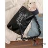 Shirring Scrunchie Ribbon Midi Big Square Leather Shoulder Bag and Crossbody Bag (4 Colors)