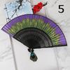 Vintage Feathered Pattern Handheld Fan Wood Folding Fan Vintage Folding Hand Fan for Women Weddings and Dance Parties