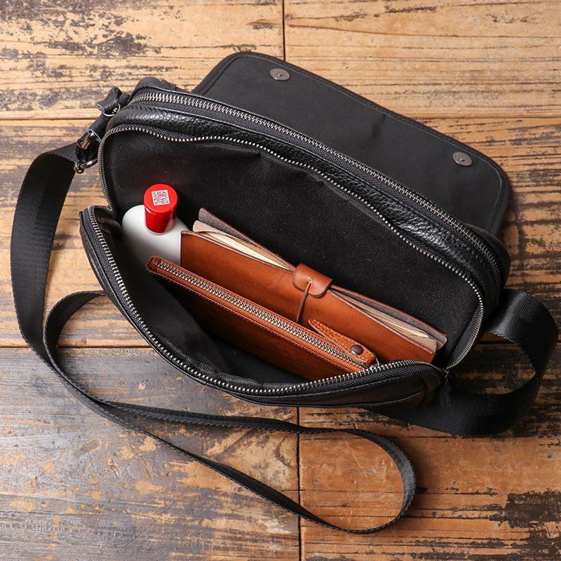 New Men's Leather Shoulder Bag with Top Layer Cowhide and Women's Fashionable and Versatile Crossbody Bag with Large Capacity