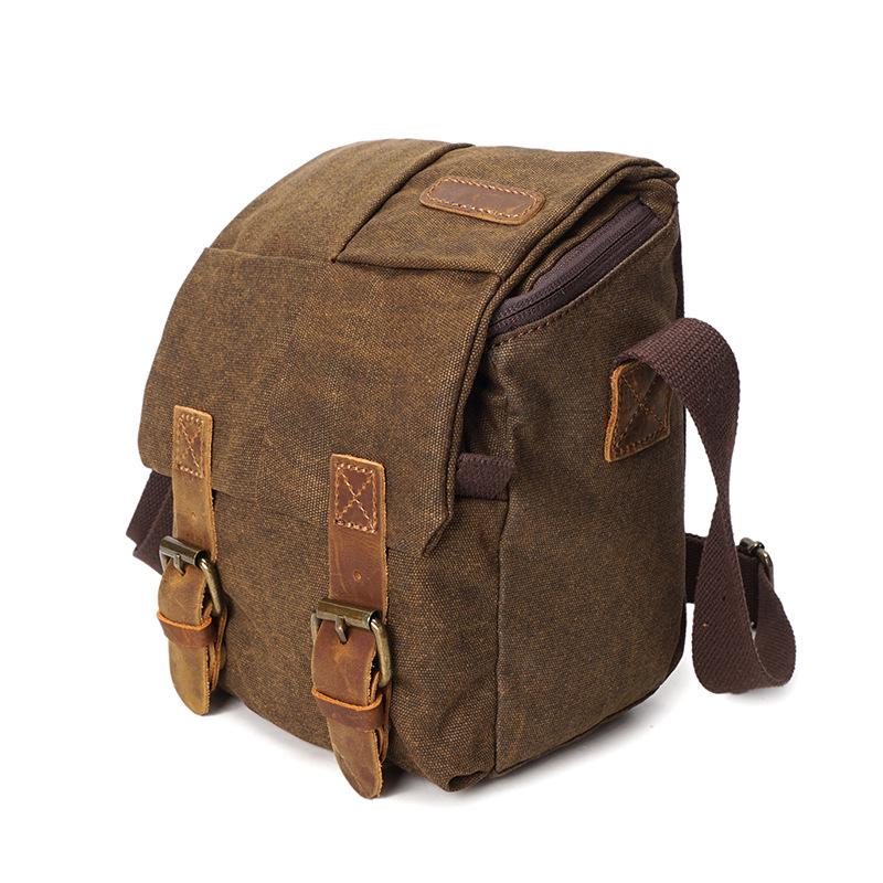 Waterproof Camera Sling Bag Canvas Camera Bag for Photographers Crossbody Shoulder Bag коричневый