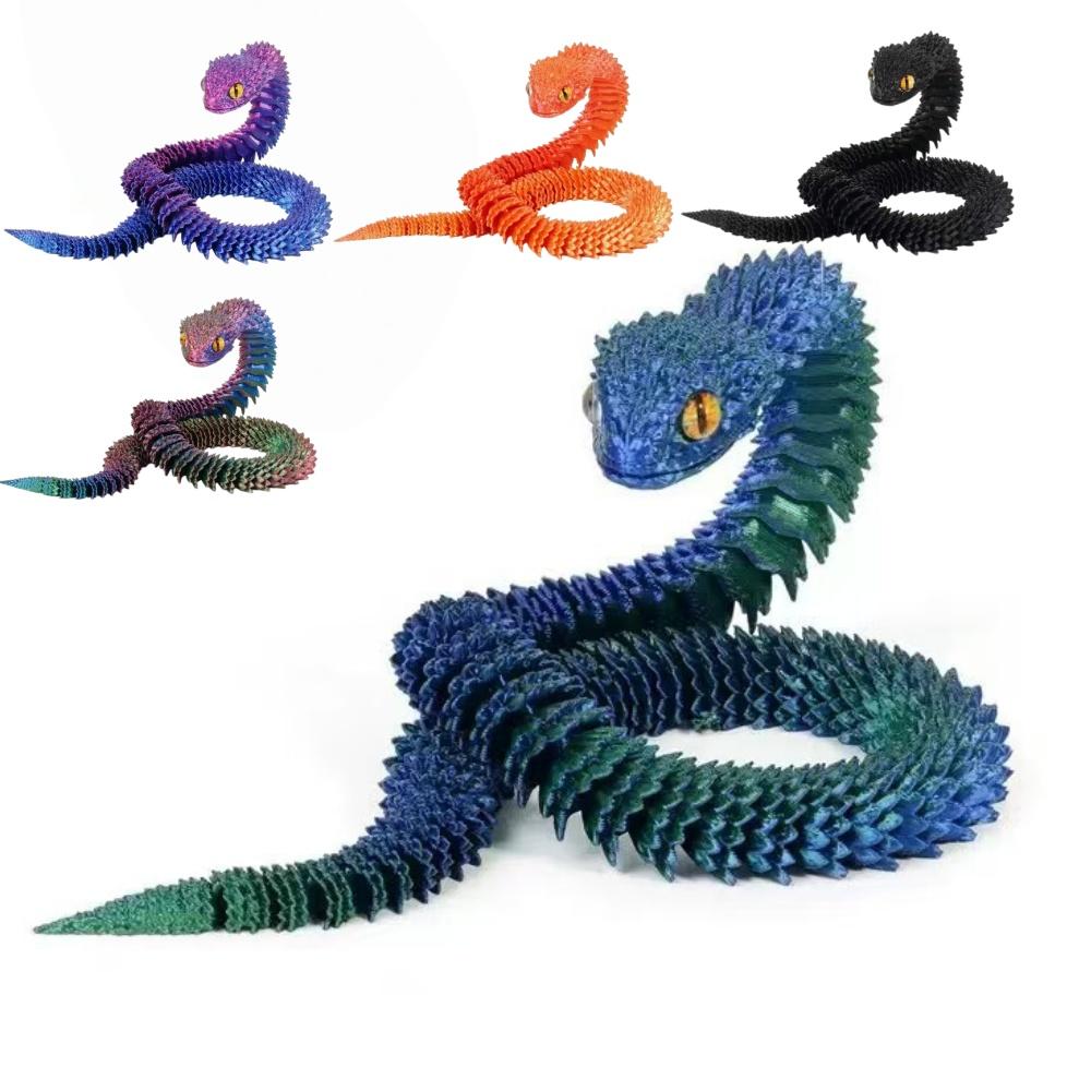 New 3D Printed Snake Realistic Snake Statue Movable Joint Fidget Toys Simulation Desk Ornament Animal Model Gift