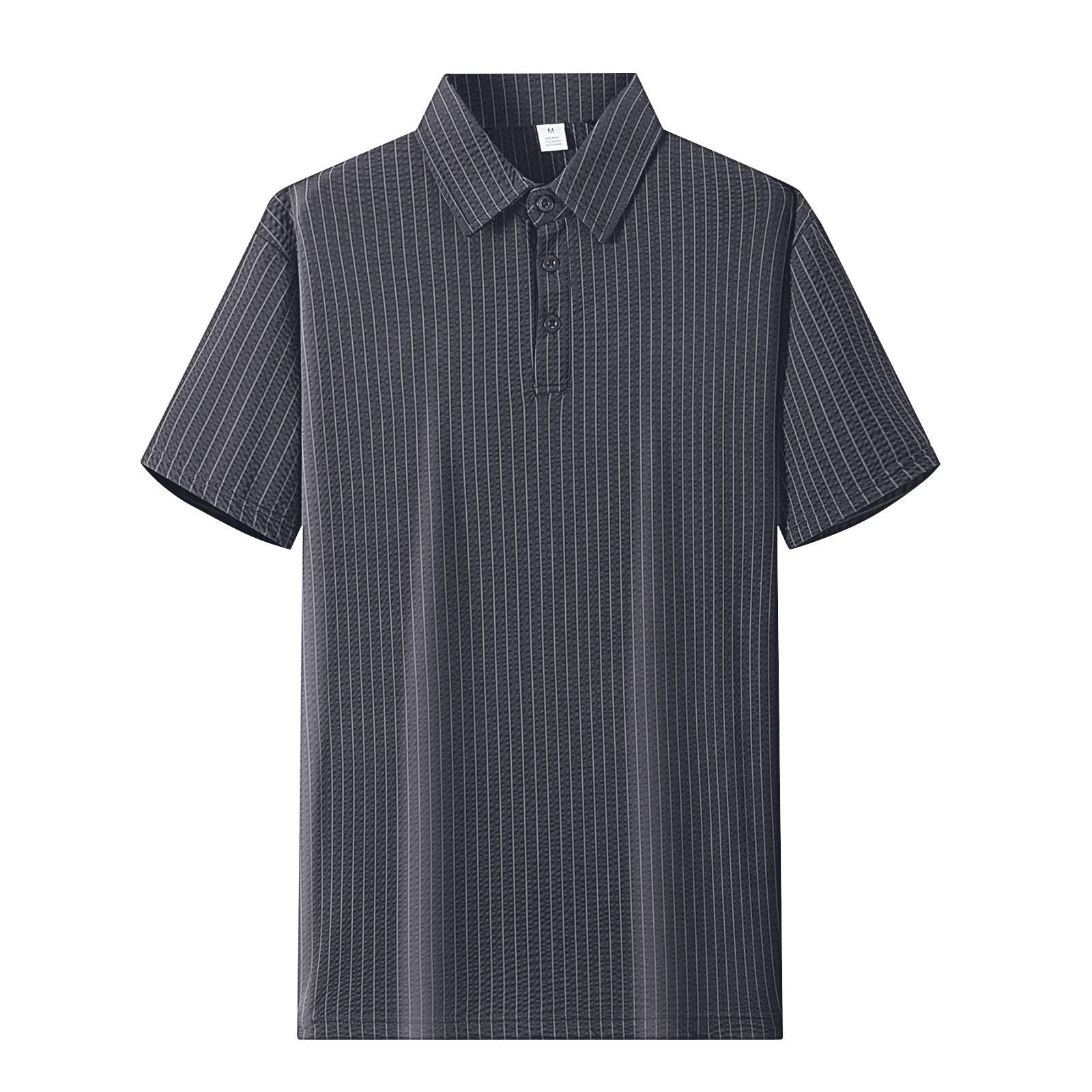 

Men s Summer Solid Color Textured Buttons Collar Loose Short Sleeve Top XL