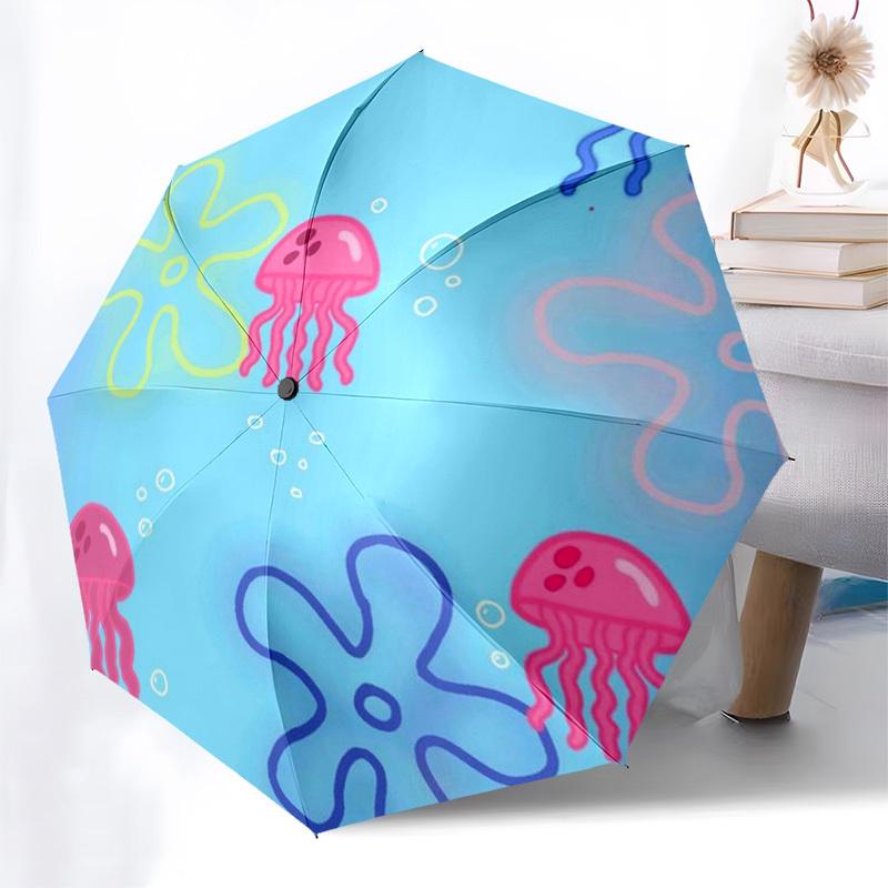 1pc Jellyfish Ocean Adventure Umbrella with Plastic Handle,Suitable for All Seasons Home Travel Outdoor UmbrellaM1351