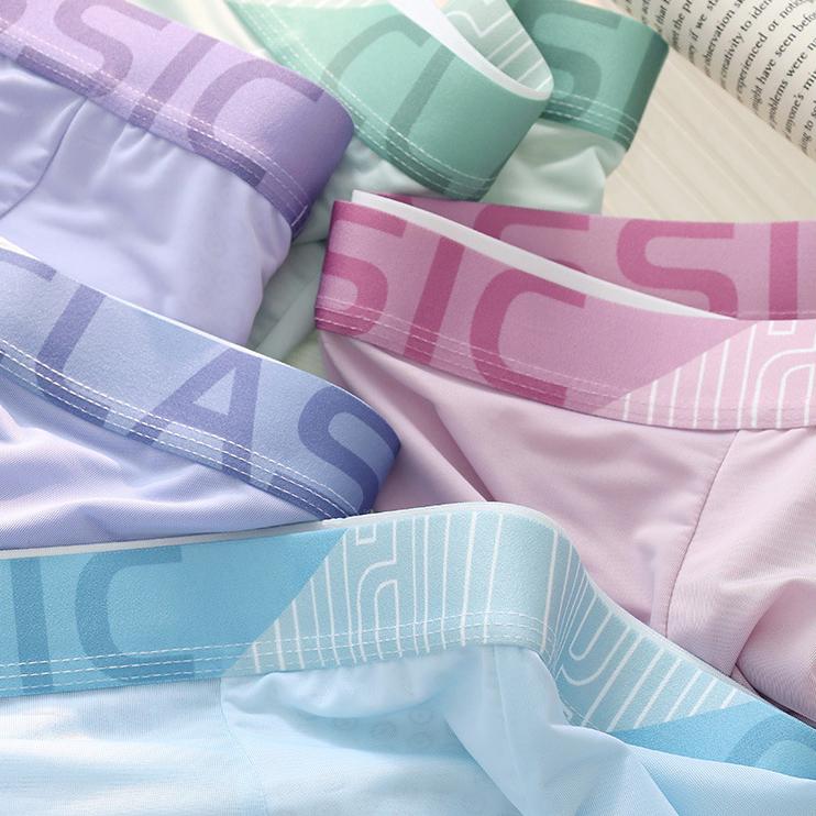4 Stück Sommer Eis Seide Herren Unterwäsche Flache Ecken Teenager Jungen Atmungsaktiv Vier Ecken Unterwäsche Boxer Brief