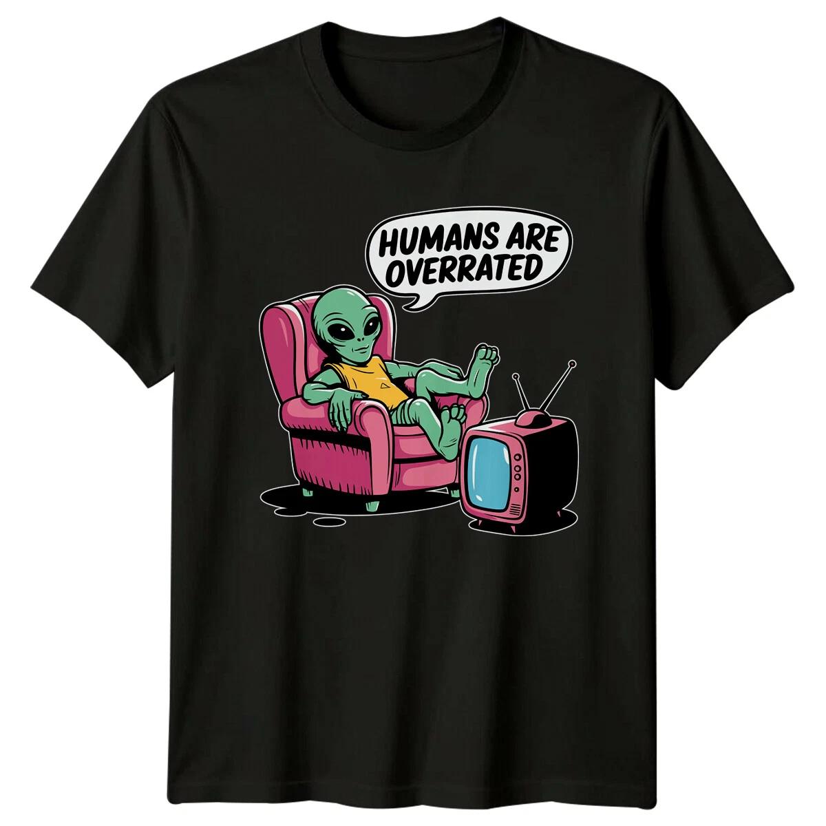 Humans Are Overrated Alien T-Shirt Funny Sarcastic Space Tee XL