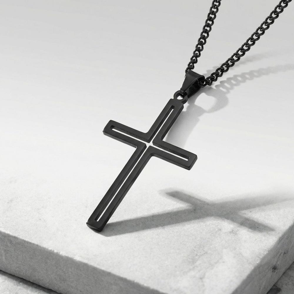 Minimalistisches Edelstahl-Kreuz-Halskette - Zeitgenössischer Stil