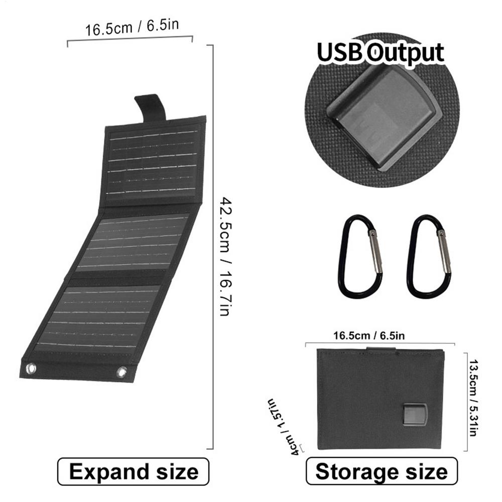 

Solar Panel Phone Charger Foldable Cellphone Solar Charger Outdoor Camping Charging Device Portable For Tablets Smartwatches чорний