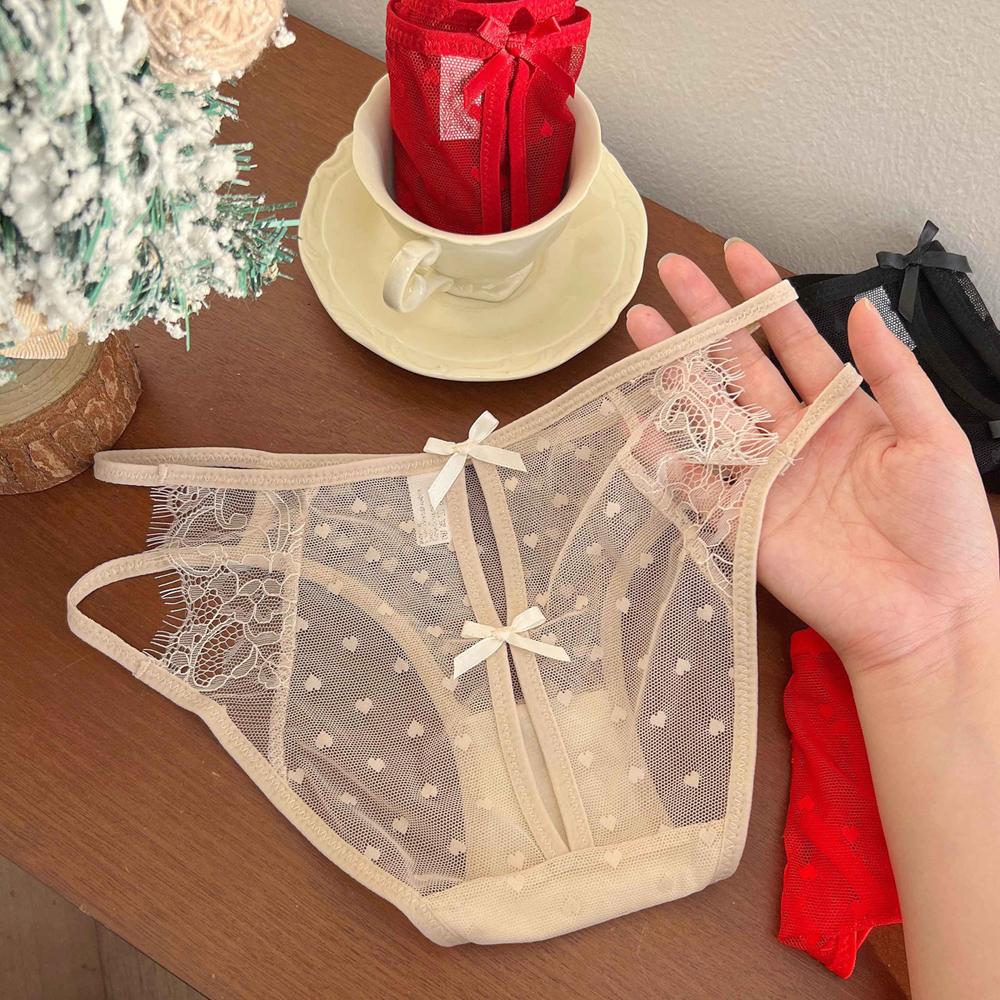 Women's Panties Low Waist Lace Cross Waistband Lace Trim Hollow Out Light Sexy Underwear Breathable Comfortable